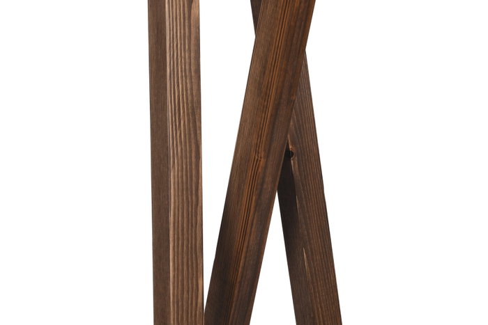 Opviq Lámpara de Pie de Madera Nogal y Gris con Pantalla de Tela